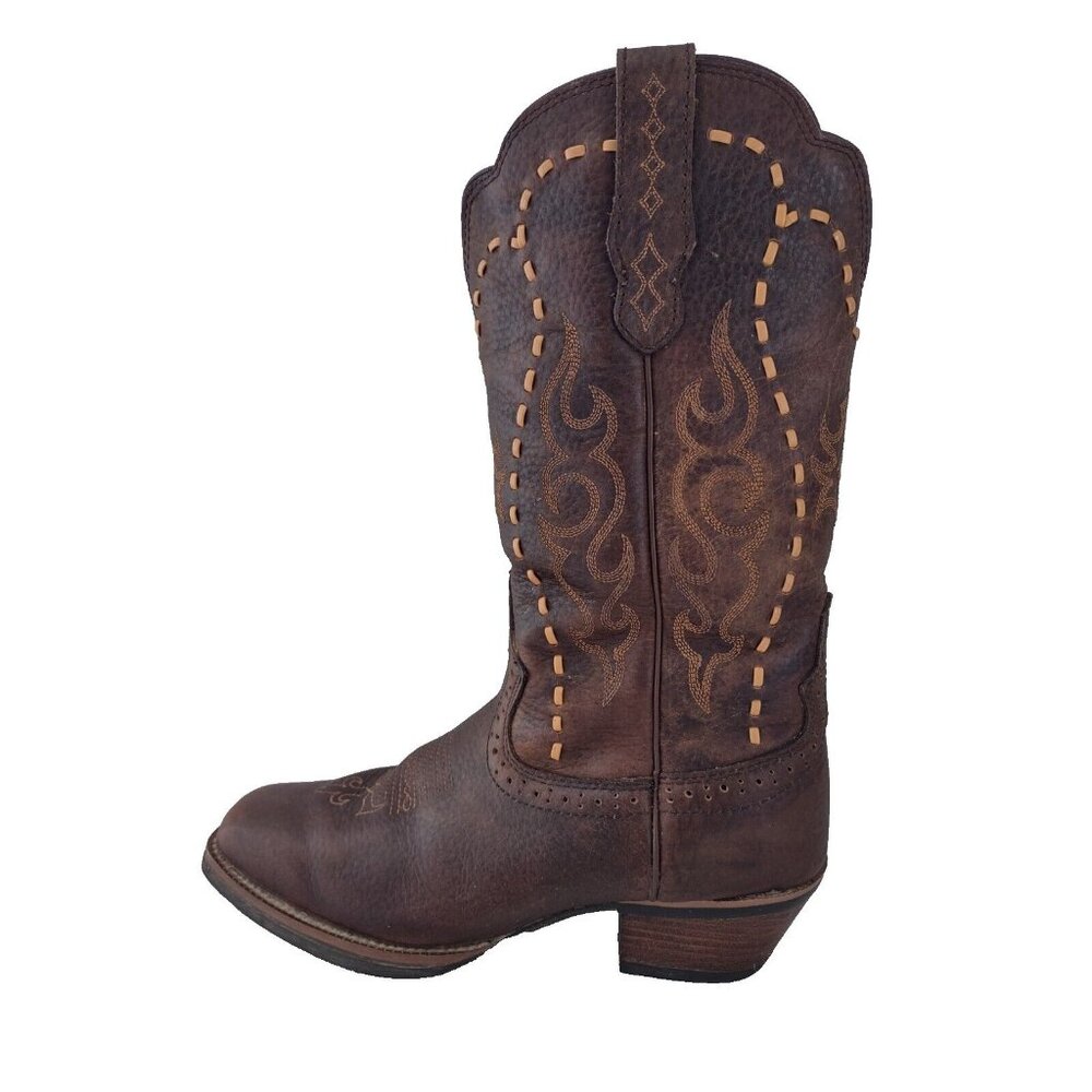 Justin Boots Womens 8.5 Comb Western Cowboy Leather Brown embroidered cowgirl